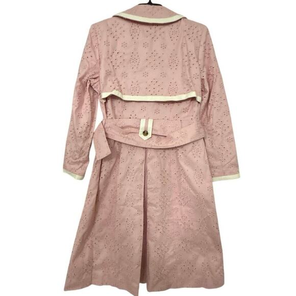 KATHY IRELAND NWT Gabrielle Petal Pink  Cotton Eyelet Trench Coat Size Large - Picture 4 of 16